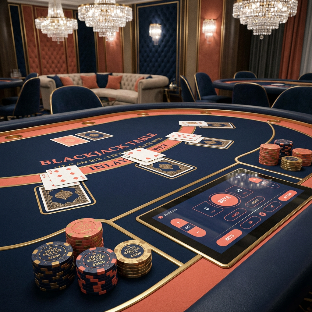 Mesa de blackjack vencedor com dealer ao vivo
